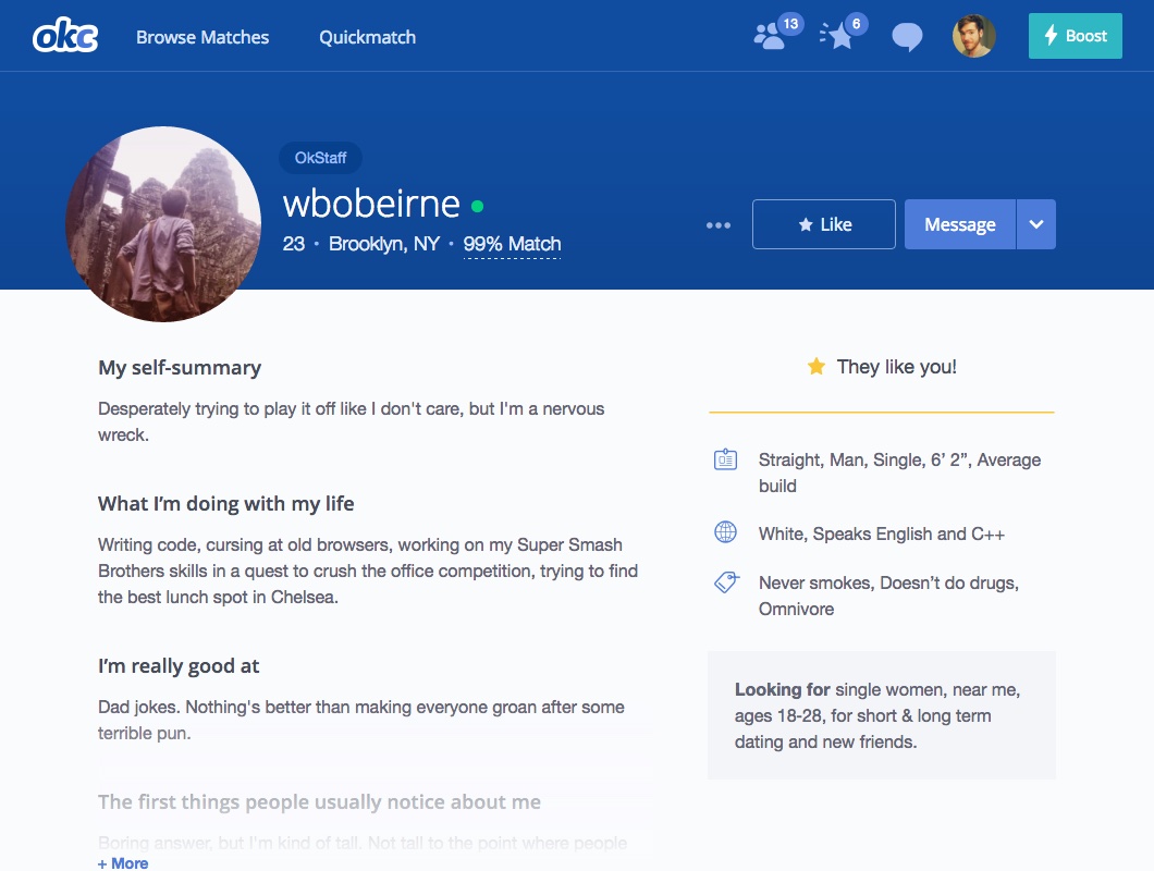 Desktop screenshot of OkCupid